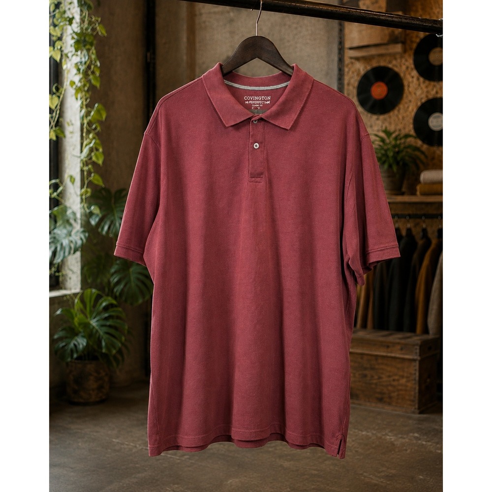 Covington Classic Fit 3X Large Tall Burgundy Polo Shirt 3XL